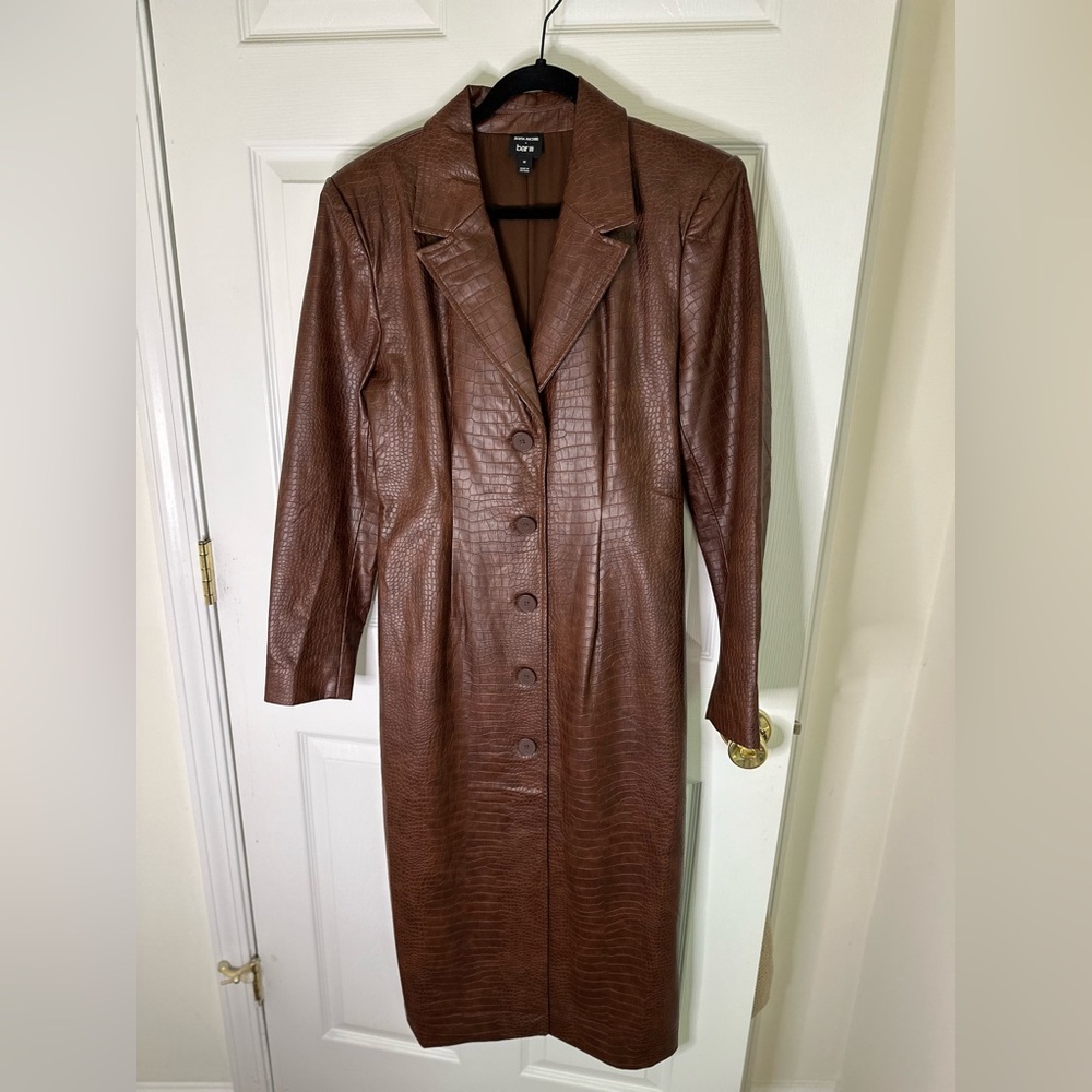 Bar III Sofia Richie Faux-Leather Crocodile Coat, Created for Macys